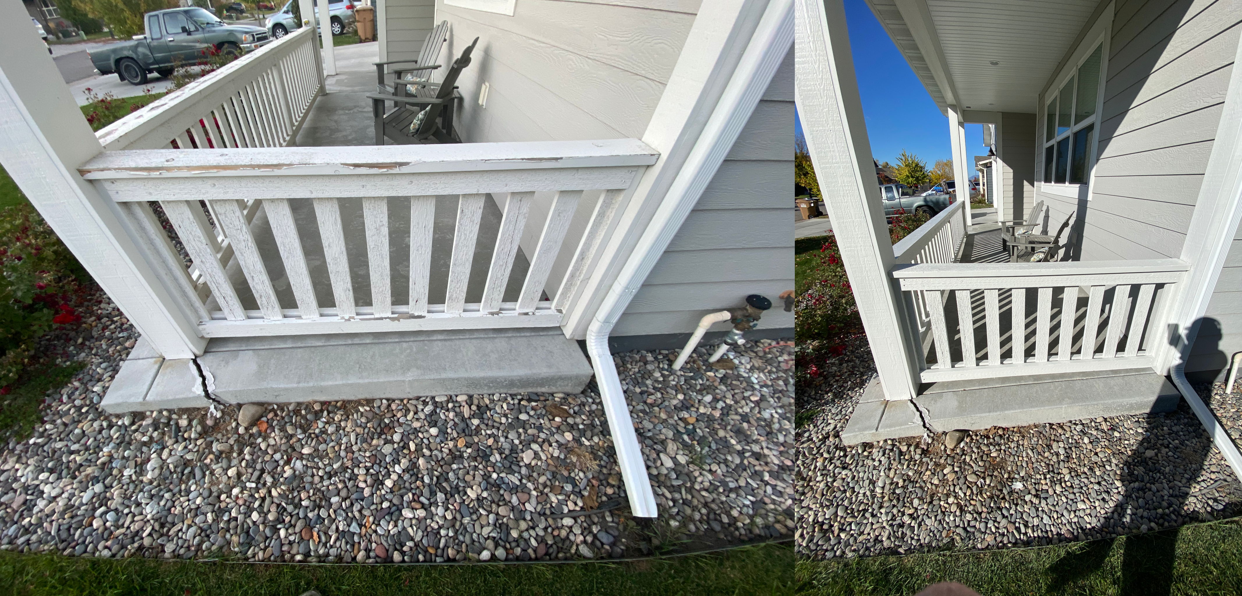 Porch railing side-by-side project
